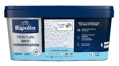 Peinture anti-condensation pour murs intérieurs, anti-moisissures, ne cloque pas, microporeuse et lessivable - s'applique sur murs bruts ou peints (plâtre, enduit, ciment, parpaing, béton, pierre, brique) - blanc mat - 2,5 l. disponible abidjan cote d'ivoire.