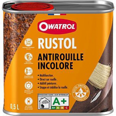 Peinture antirouille rustol - incolore - 0,5 l. disponible abidjan cote d'ivoire.