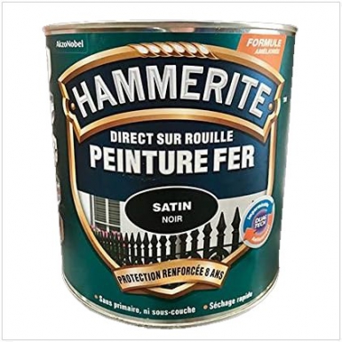 Peinture hammerite - application directe sur rouille - séchage rapide - imperméable et anticorrosif - 0,75 l - satin - noir. disponible abidjan cote d'ivoire.