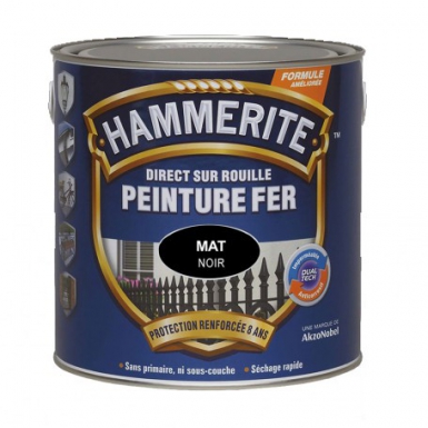 Peinture hammerite - application directe sur rouille - séchage rapide - imperméable et anticorrosif - 2,5 l - mat - noir ferronnerie. disponible abidjan cote d'ivoire.