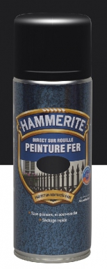 Peinture hammerite - application directe sur rouille - séchage rapide - imperméable et anticorrosif - bombe aérosol 400 ml - satin - noir. disponible abidjan cote d'ivoire.