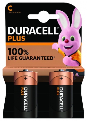 Pile alcaline duracell plus lr14 +100% extra life  - 1,5 v - blister 2 piles. disponible abidjan cote d'ivoire.