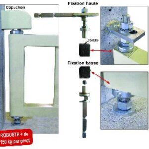 Pivots portail acier avec seuil capuchon noir pour tube 50 mm. disponible abidjan cote d'ivoire.