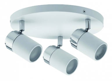 Plafonnier projecteur zyli 3-sources  blanc/chrome sans sources, max. disponible abidjan cote d'ivoire.