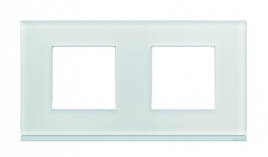 Plaque gallery horizontal entraxe 71 mm 2 postes moon glass verre blanc satiné. disponible abidjan cote d'ivoire.