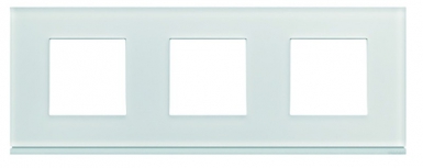Plaque gallery horizontal entraxe 71 mm 3 postes moon glass verre blanc satiné. disponible abidjan cote d'ivoire.
