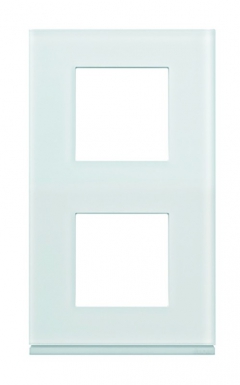 Plaque gallery vertical entraxe 71 mm 2 postes moon glass verre blanc satiné. disponible abidjan cote d'ivoire.
