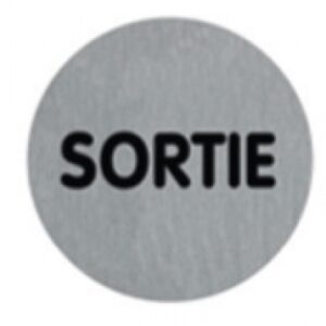 Plaquette alu brossé adhésive ø 75 mm sortie ( texte ). disponible abidjan cote d'ivoire.