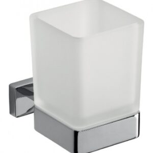 Porte-verre mural avec verre en verre satiné - léa - chromé. disponible abidjan cote d'ivoire.