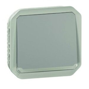 Poussoir no lumineux avec voyant étanche plexo 10a ip55 ik08 avec enjoliveur finition gris. disponible abidjan cote d'ivoire.