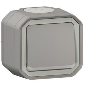 Poussoir no lumineux avec voyant étanche plexo 10a ip55 ik08 livré complet pour fixation saillie - gris. disponible abidjan cote d'ivoire.