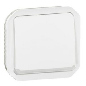 Poussoir no-nf lumineux avec voyant étanche plexo 10a ip55 ik08 avec enjoliveur finition blanc. disponible abidjan cote d'ivoire.