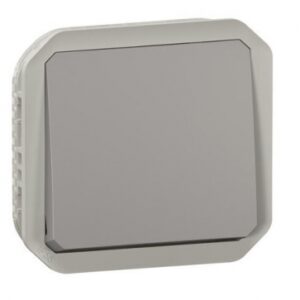 Poussoir no étanche plexo 10a ip55 ik08 avec enjoliveur finition gris. disponible abidjan cote d'ivoire.