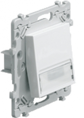 Poussoir porte-étiquette à voyant 10a 250 v connexion sanvis - coloris blanc pure. disponible abidjan cote d'ivoire.