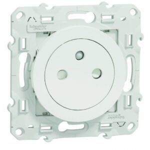 Prise de courant 2p+t affleurante 16a 250vca enjoliveur blanc - fixation par vis. disponible abidjan cote d'ivoire.