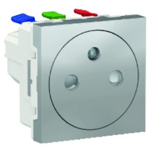 Prise de courant 2p t standard affleurantes 90° bornes automatiques 2 modules aluminium. disponible abidjan cote d'ivoire.