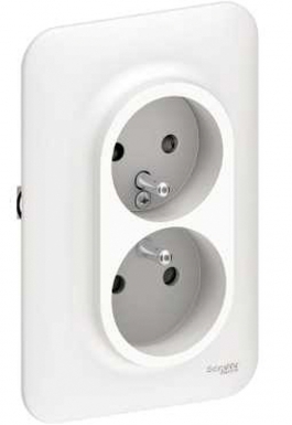 Prise de courant double 2p+t mécanisme complet 16a 250vca. disponible abidjan cote d'ivoire.