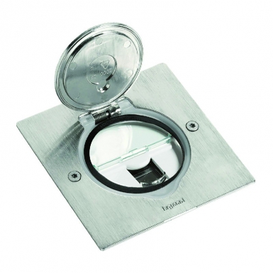 Prise de sol simple rj45 catégorie6 ftp avec platine carrée - inox brossé. disponible abidjan cote d'ivoire.