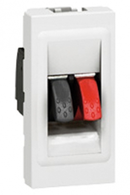 Prise haut-parleur mosaic 1 module avec bornier 4mm² pour liaison audio stéréo de haut-parleur - blanc. disponible abidjan cote d'ivoire.