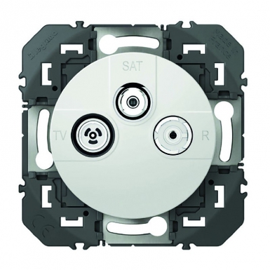 Prise tv-r-sat 1 câble dooxie finition blanc voix de retour sur connecteur tv. disponible abidjan cote d'ivoire.