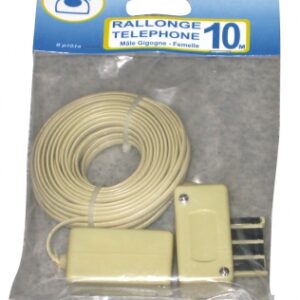 Prolongateur téléphone 8 plots gigogne / femelle ivoire - longueur 10 m. disponible abidjan cote d'ivoire.