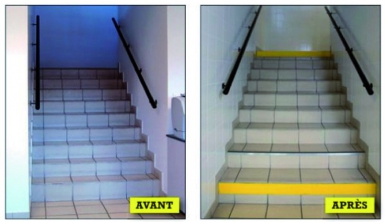 Repérage des contremarches 10 m x 10 cm - intérieur - pvc mat adhésif - blanc. disponible abidjan cote d'ivoire.