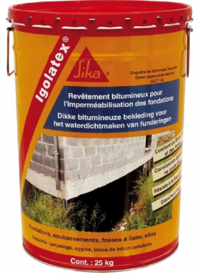 Revêtement bitumineux sika igolatex pour l'imperméabilisation des fondations - bidon 25 kg. disponible abidjan cote d'ivoire.