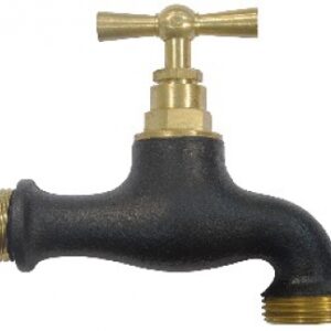 Robinet d"arrosage droit laiton / noir - filetage entrée 15x21 et nez 20x27. disponible abidjan cote d'ivoire.