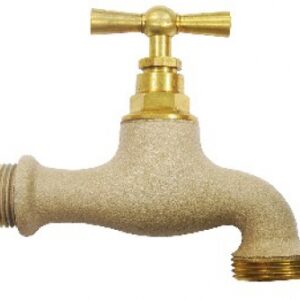 Robinet d"arrosage droit laiton / sable - filetage entrée 15x21 et nez 20x27. disponible abidjan cote d'ivoire.