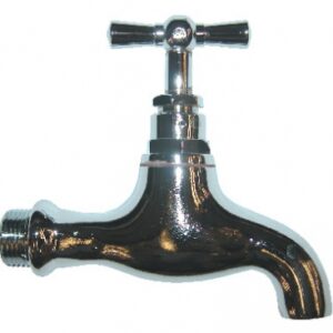 Robinet de puisage droit laiton chromé - sans brise jet - tête manette - filetage 15x21. disponible abidjan cote d'ivoire.