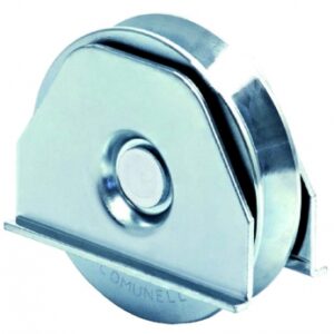 Roue à gorge v à platine ø 120 x l 25 acier zingué force 220 kg. disponible abidjan cote d'ivoire.