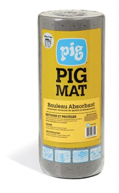 Rouleau absorbant pig mat universel - 38 cm x 15 m - absorbe huile, eau, liquides de refroidissement et solvants. disponible abidjan cote d'ivoire.