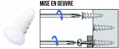 Sachet de 2 chevilles pour polystyrène ø 23 x 50 mm charge 12 kg lg. disponible abidjan cote d'ivoire.