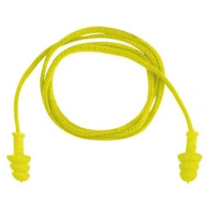 Sachet de 50 paires de bouchons d'oreilles réutilisables en thermoplastique avec cordon textile - jaune. disponible abidjan cote d'ivoire.