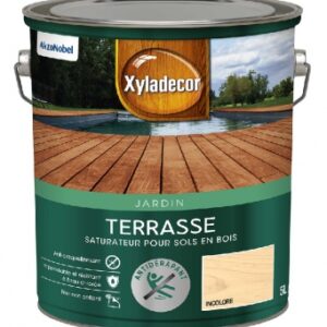 Saturateur terrasses xyladecor antidérapant en phase aqueuse - pour sols extérieurs en bois toutes essences - résistant à l'eau chlorée, aux rayures et aux uv, anti-tâches, anti-graisses - gris tendance mat - 5. disponible abidjan cote d'ivoire.