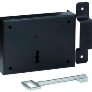 Serrure à pêne dormant seul " 10 " 2 clés coloris noir gauche. disponible abidjan cote d'ivoire.