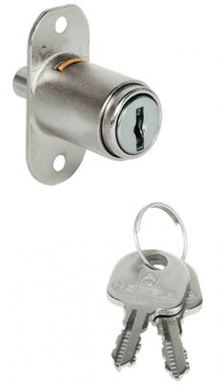 Serrure poussoir fermeture 5 paillettes nickelé mat 2 clés 23,5 mm ø 18 mm​ ​. disponible abidjan cote d'ivoire.