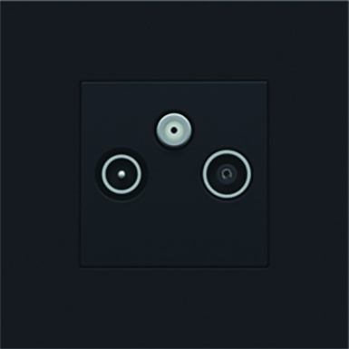 Set de finition pour 2 connexions coaxiale simples pour tv, fm et sat - black steel. disponible abidjan cote d'ivoire.