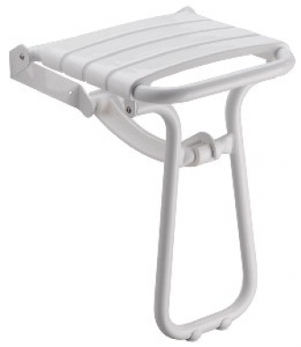 Siège de douche escamotable 38 x 35,5 x 50 cm avec béquille automatique - epoxy blanc. disponible abidjan cote d'ivoire.