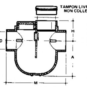Siphon disconnecteur monobloc df 2 tampons de visite ø 160 - h: 179 a: 305 m: 729. disponible abidjan cote d'ivoire.