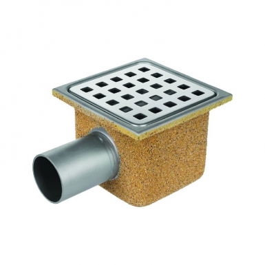 Siphon grille inox 105x105 - sortie horiz. disponible abidjan cote d'ivoire.