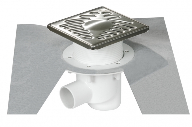 Siphon grille inox 150x150 - sortie horiz. disponible abidjan cote d'ivoire.