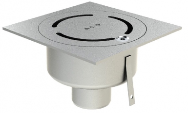 Siphon inox 150 x 150 mm à sortie verticale ø 50 - avec verrouillage - finition sablée. disponible abidjan cote d'ivoire.