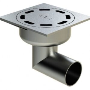 Siphon inox 200 x 200 mm à sortie horizontale ø 60 mm - finition brossé. disponible abidjan cote d'ivoire.