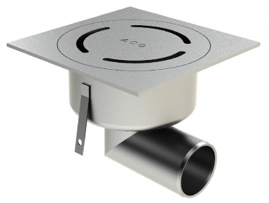 Siphon inox 200 x 200 mm à sortie horizontale ø 63 - sans verrouillage - finition sablée. disponible abidjan cote d'ivoire.