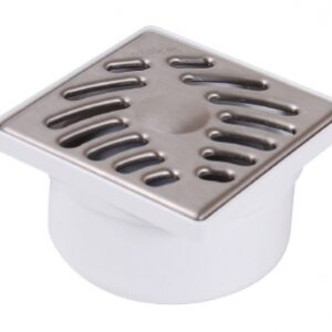 Siphon pvc grille inox 100x100 - sortie verticale - débit 0,7 l/s. disponible abidjan cote d'ivoire.