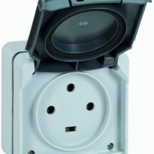 Socle saillie plexo 3p+t 20a 400v à volet matière moulée 84x77 mm col. disponible abidjan cote d'ivoire.