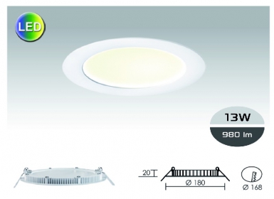 Spot led " flat 13 " rond extra-plat 13 w ø 180 mm ép. disponible abidjan cote d'ivoire.