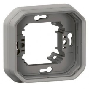 Support plaque étanche pour montage encastré 1 poste plexo - gris. disponible abidjan cote d'ivoire.