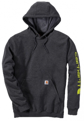 Sweat à capuche non zippé avec logo sleeve k288 - couleur carbon chiné - taille m. disponible abidjan cote d'ivoire.